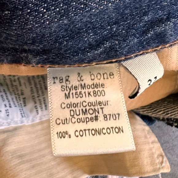 Rag & Bone RB 15x Slim Straight Tailored Workwear Denim Dumont Blue Jeans 31 - Picture 11 of 13